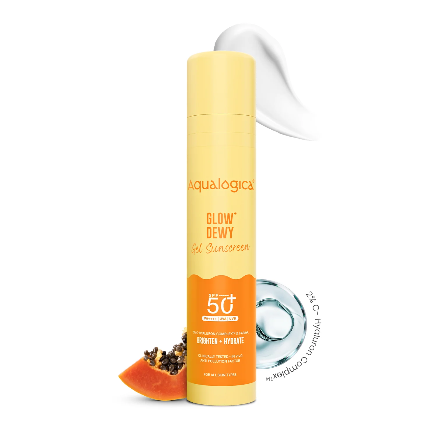 Glow+ Dewy Sunscreen Gel In-Vivo Tested SPF 50+ PA++++ with Papaya & Vitamin C - 50g - Image 3