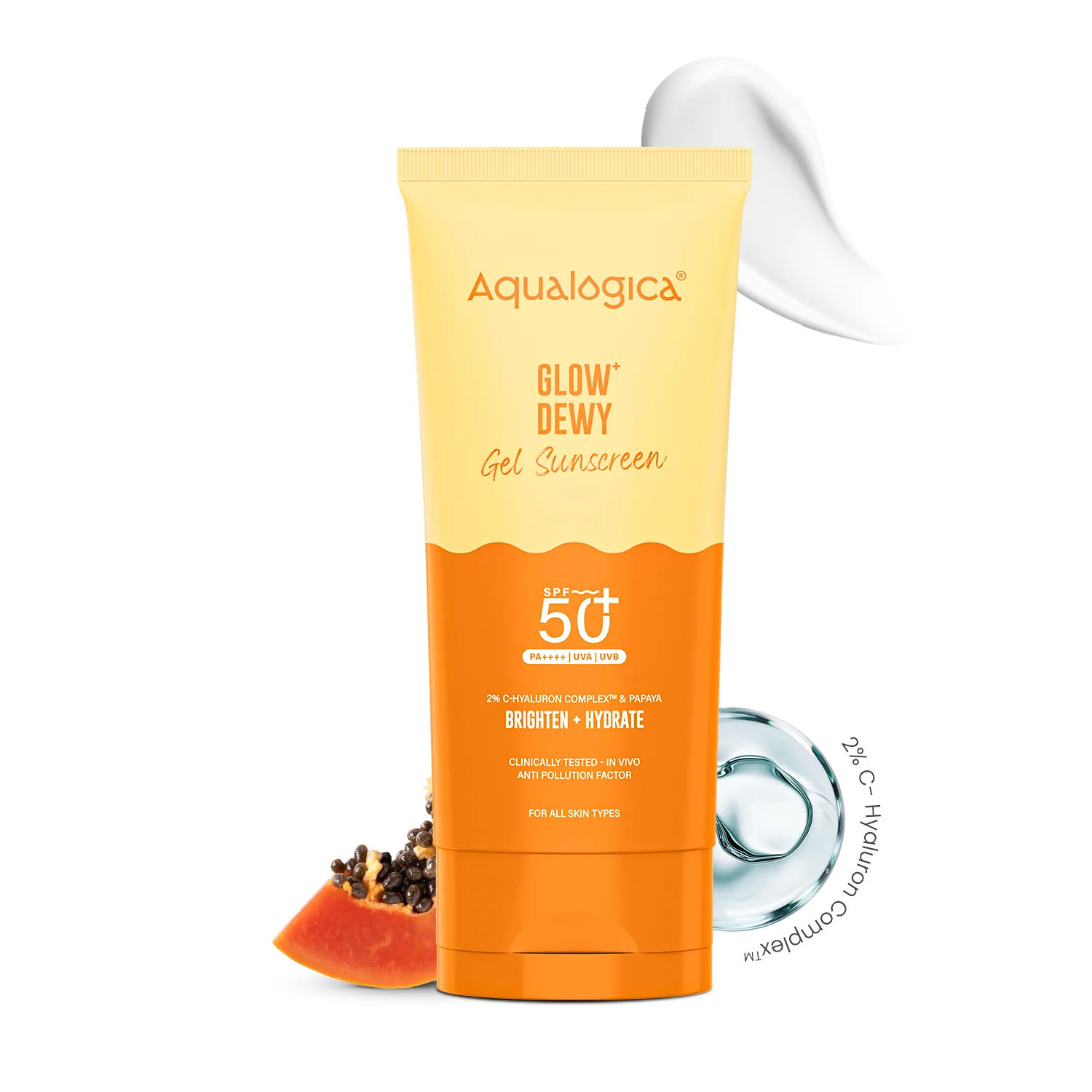 Glow+ Dewy Sunscreen Gel In-Vivo Tested SPF 50+ PA++++ with Papaya & Vitamin C - 80g - Image 3