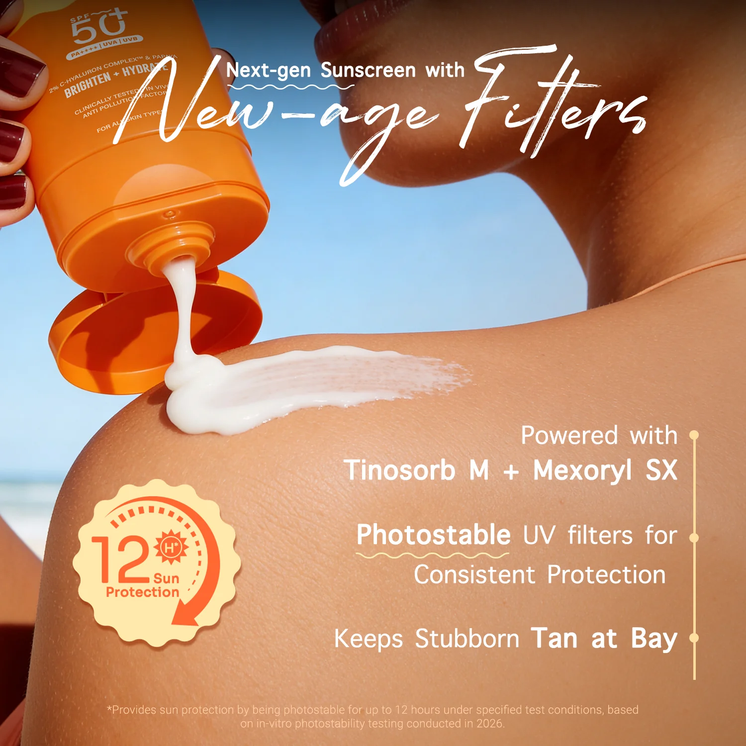 Glow+ Dewy Sunscreen Gel In-Vivo Tested SPF 50+ PA++++ with Papaya & Vitamin C - 80g - Image 7