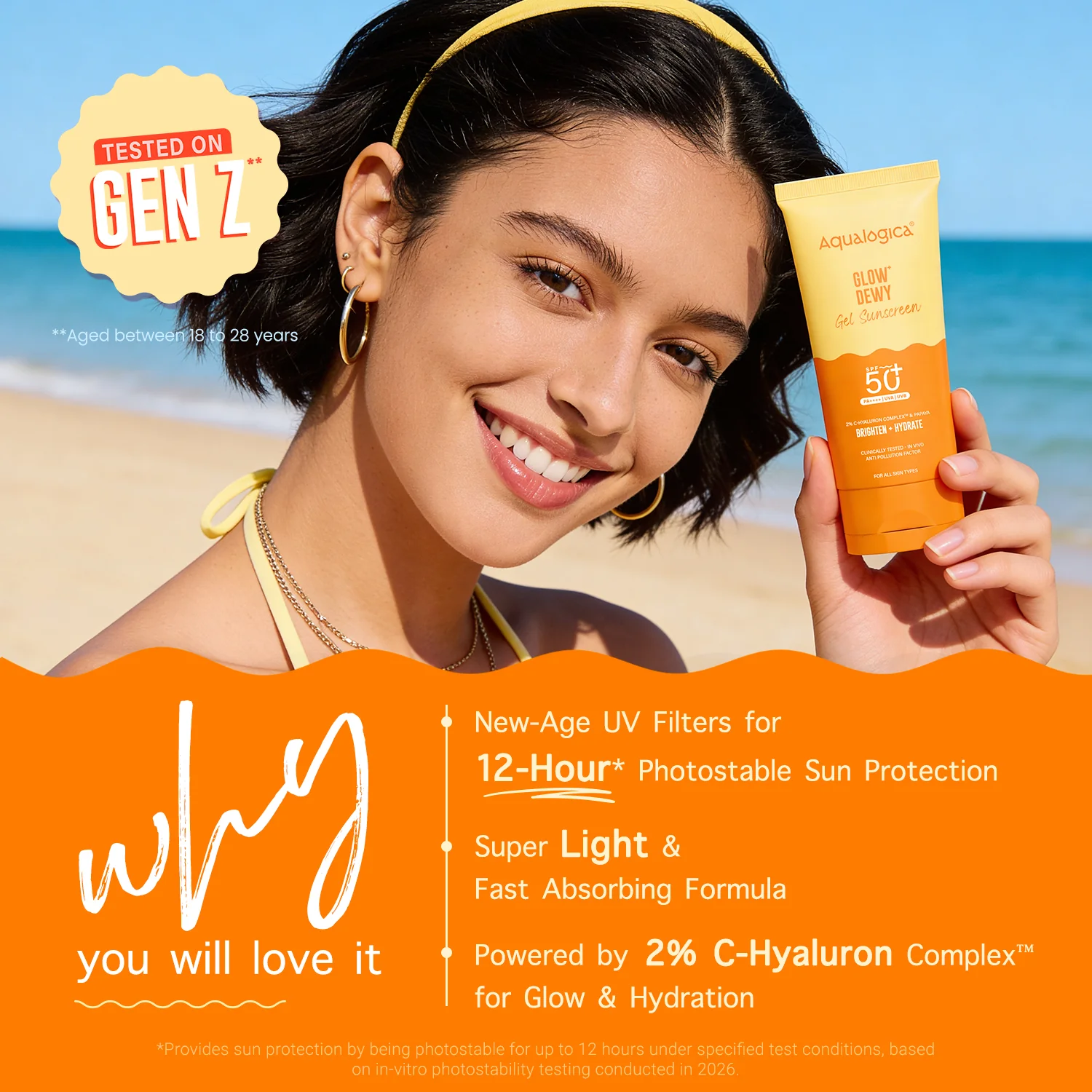 Offer : Glow+Dewy Gel Sunscreen In-Vivo Tested SPF 50+ PA++++ with Papaya & Vitamin C - 80g (Pack of 2) - Image 4